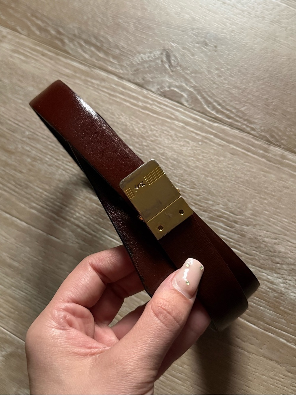 Vintage YSL reversible leather belt brown black